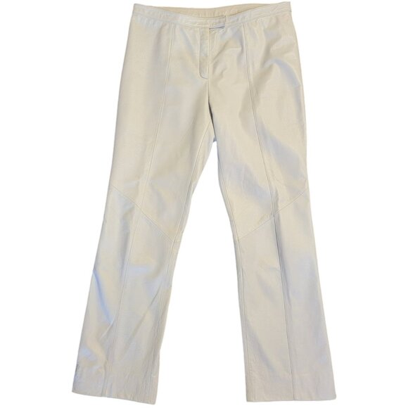Vintage Y2K Sz 8 Wilson's Genuine Leather White Boot Cut Leather Pants